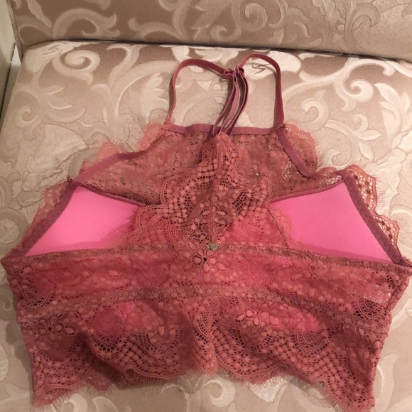 VS Pink Lace High Neck Padded Bralette - Picture 2 of 3